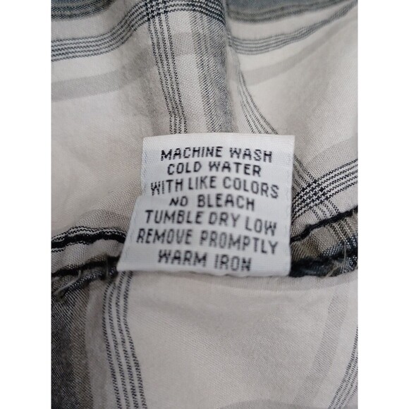 Mens Buckle BKE Shirt Black Label Thick Stitch Cross Embroidery Sz M Gray Plaid - Picture 10 of 11